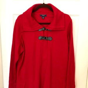 Chaps Red Sweater Coat or Light Overcoat, Size 1X, 100% Cotton